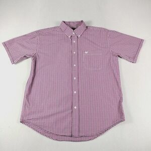 Rough Stock Panhandle Slim Shirt Mens Large Pink Check Plaid Button Down Western